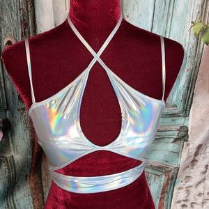 Iridescent / Holographic Rave Halter Top